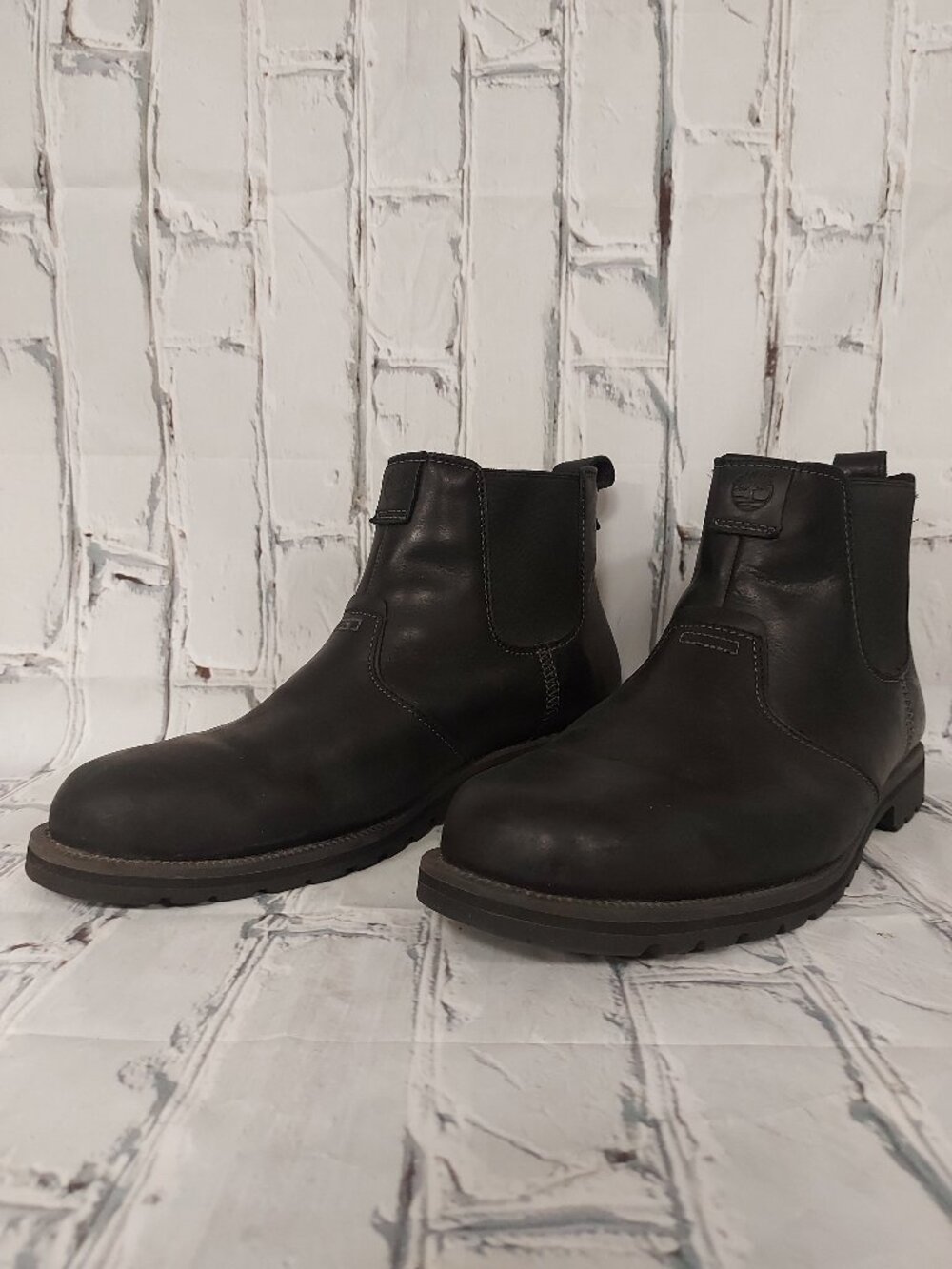Timberland Black Leather Chelsea Ankle Boots Mens Size 12